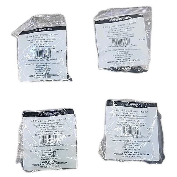 Lot of 4 Two Pack Style Selections 3.5" X1.5" Colonial Cabinet Hinge Black [TT] - Picture 1 of 11